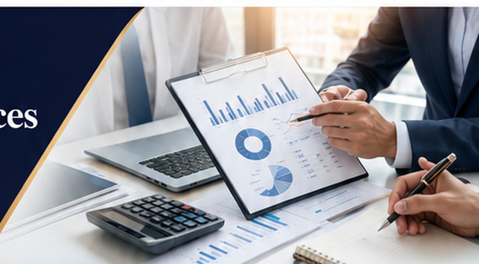 Accounting professionals reviewing financial reports